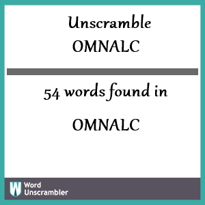 54 words unscrambled from omnalc