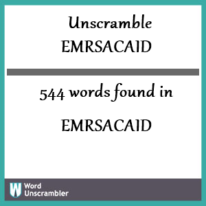 544 words unscrambled from emrsacaid