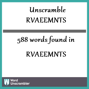 588 words unscrambled from rvaeemnts