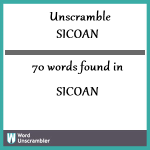 70 words unscrambled from sicoan