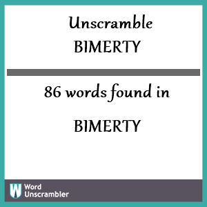 86 words unscrambled from bimerty