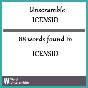 88 words unscrambled from icensid