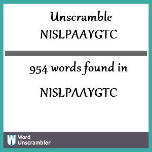 954 words unscrambled from nislpaaygtc