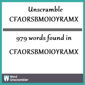 979 words unscrambled from cfaorsbmoioyramx